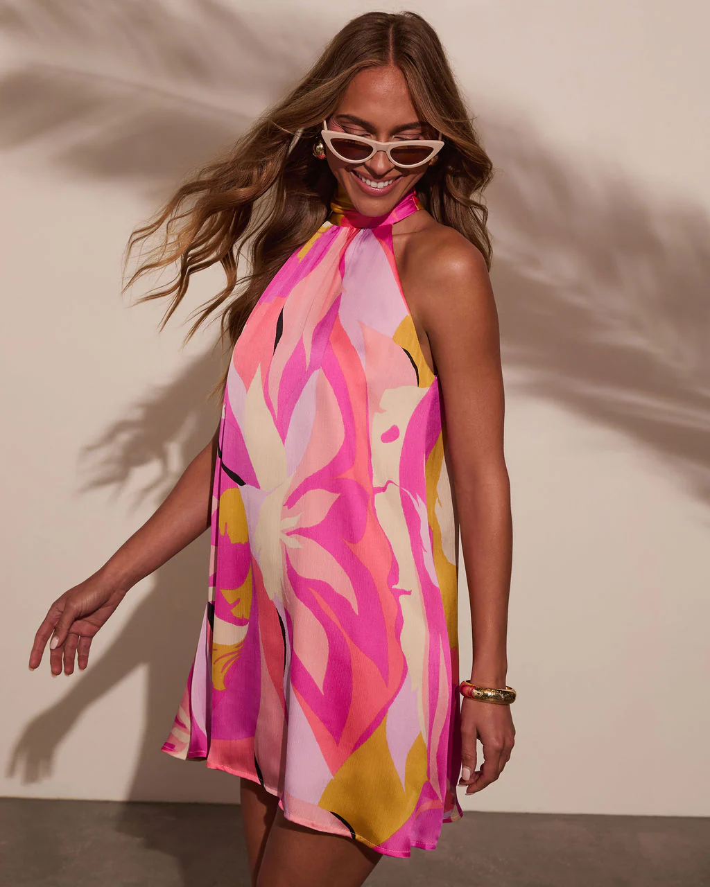 Tropical Treasure Floral Halter Mini Dress - Image 3