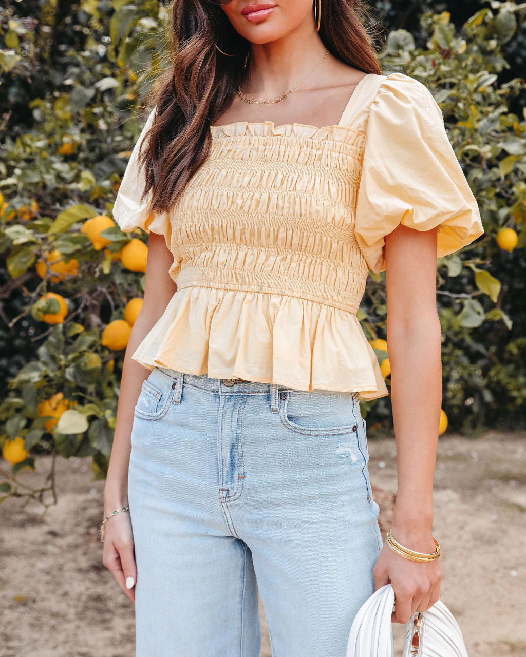 Trysta Cotton Smocked Peplum Top - Image 2