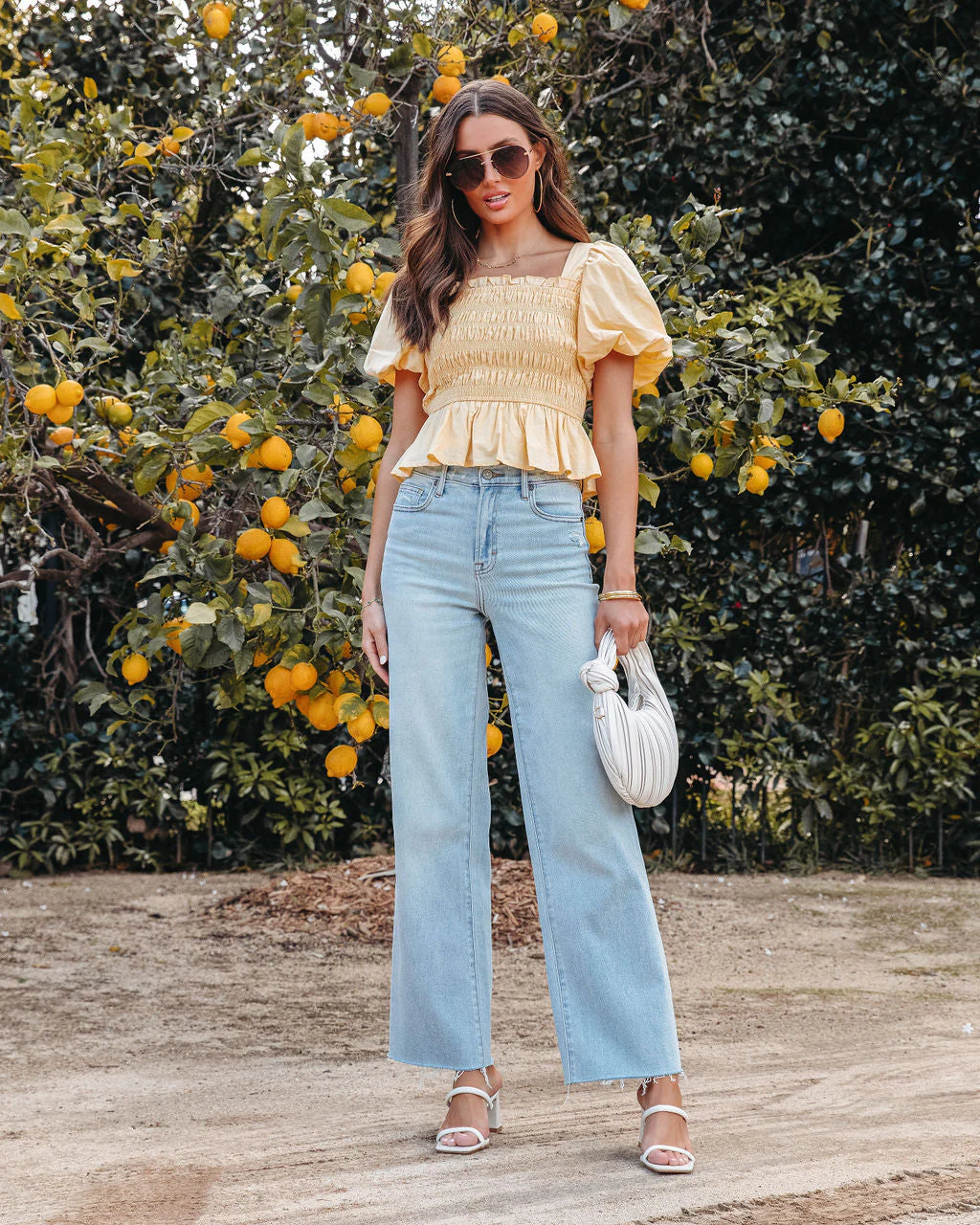 Trysta Cotton Smocked Peplum Top - Image 3