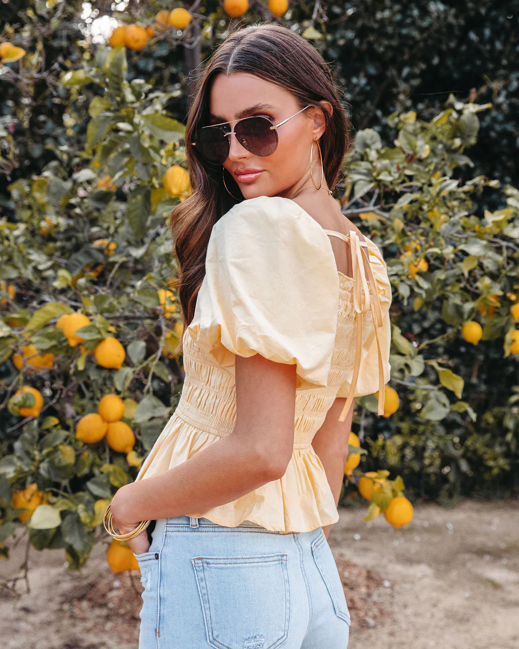 Trysta Cotton Smocked Peplum Top - Image 4