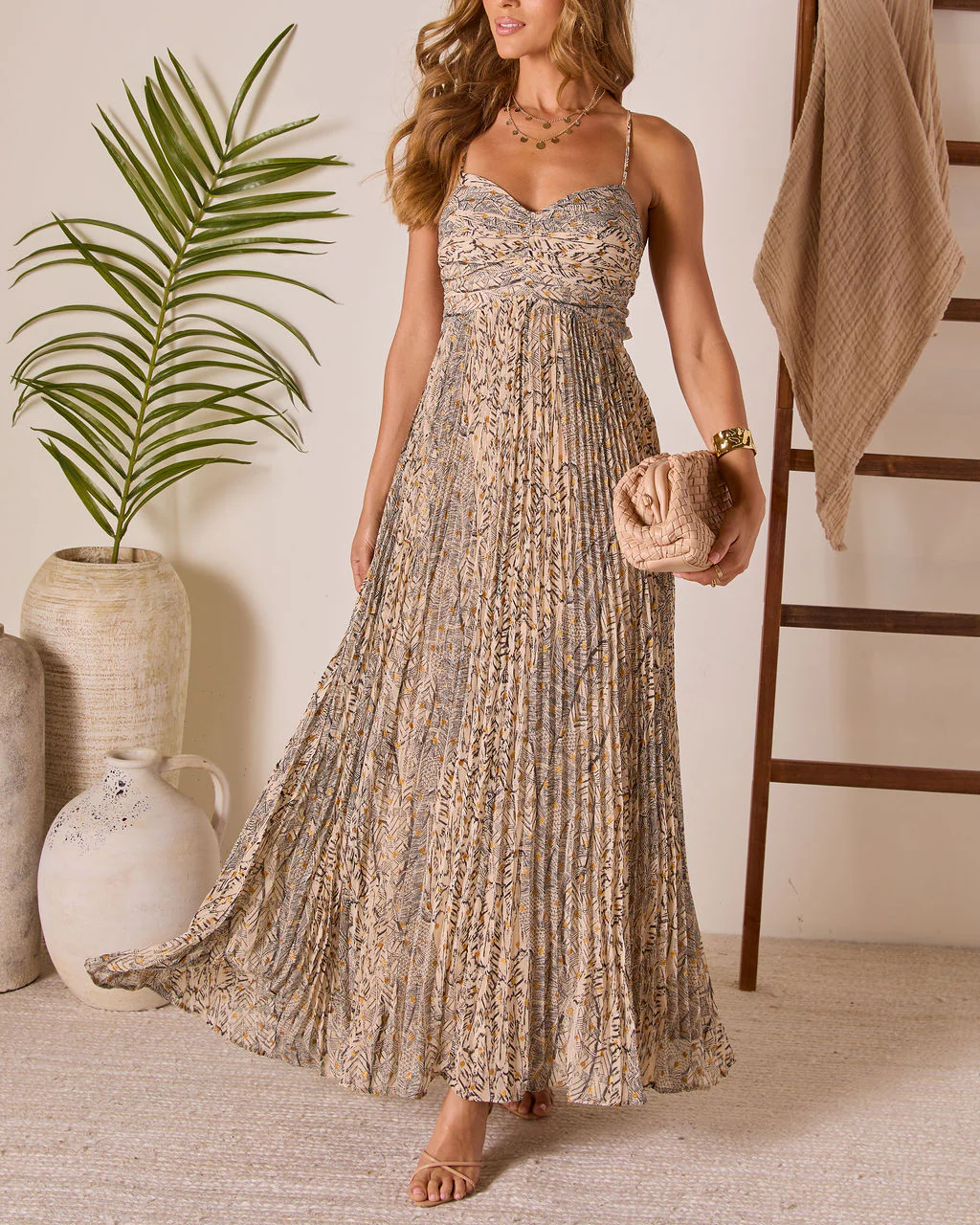 Tulum Tides Pleated Abstract Maxi Dress - Image 5