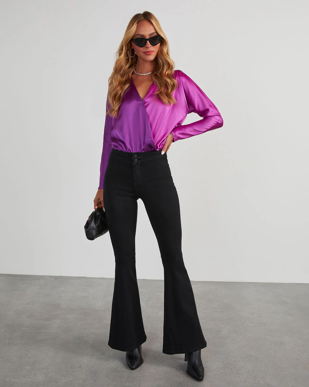 Two Sides Satin Drape Bodysuit - Image 3