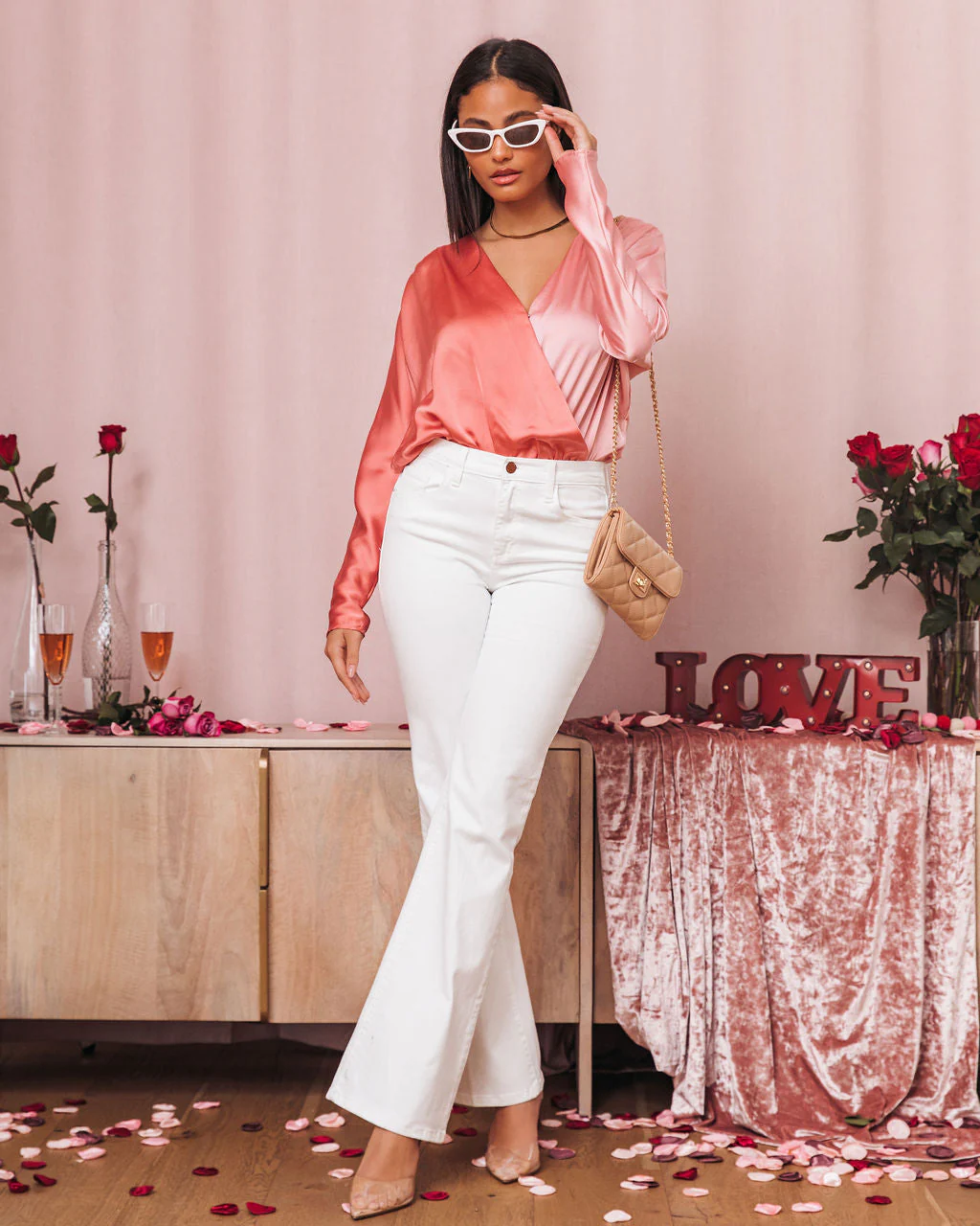 Two Sides Satin Drape Bodysuit - Image 6