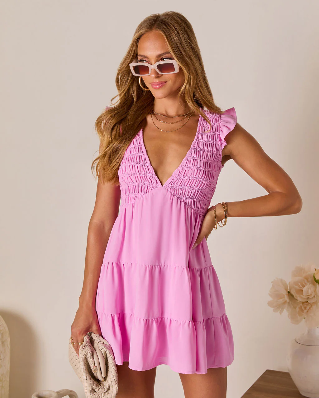 Uma Smocked Tiered Mini Dress - Image 9