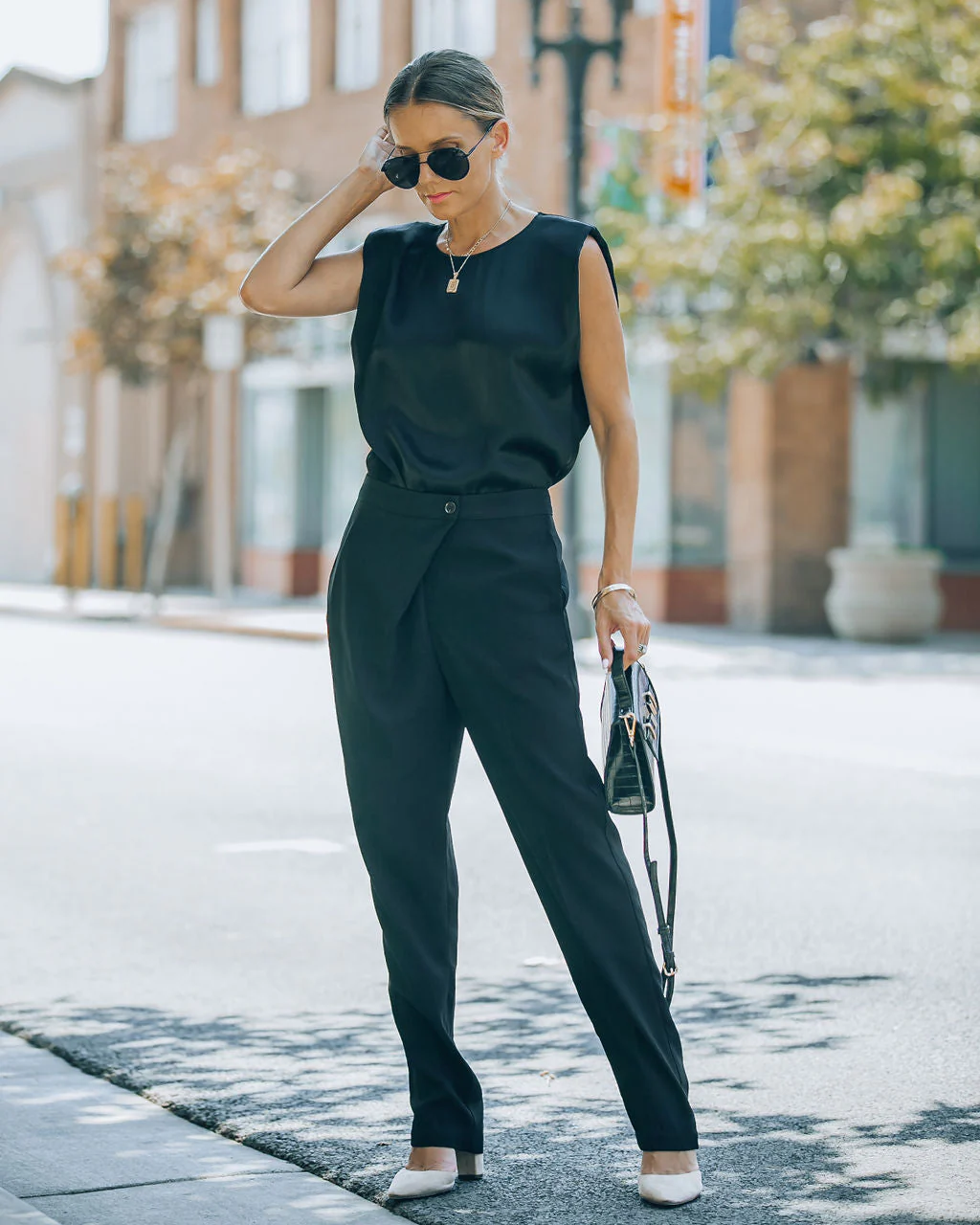 Uncommon Times Pocketed Asymmetrical Button Pants - Image 4