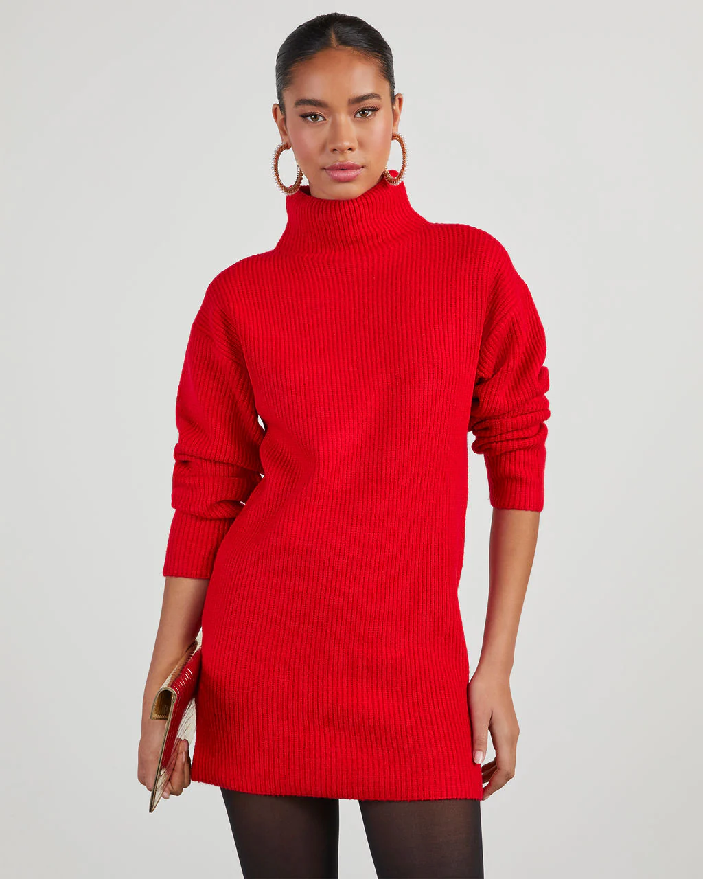 Uptown Girl Mock Neck Sweater Dress - Image 13