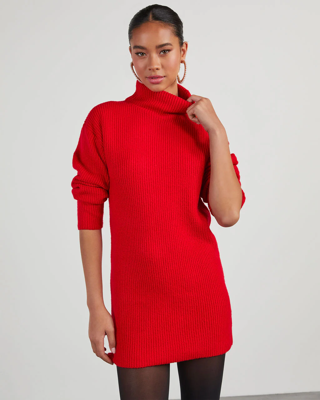 Uptown Girl Mock Neck Sweater Dress - Image 16