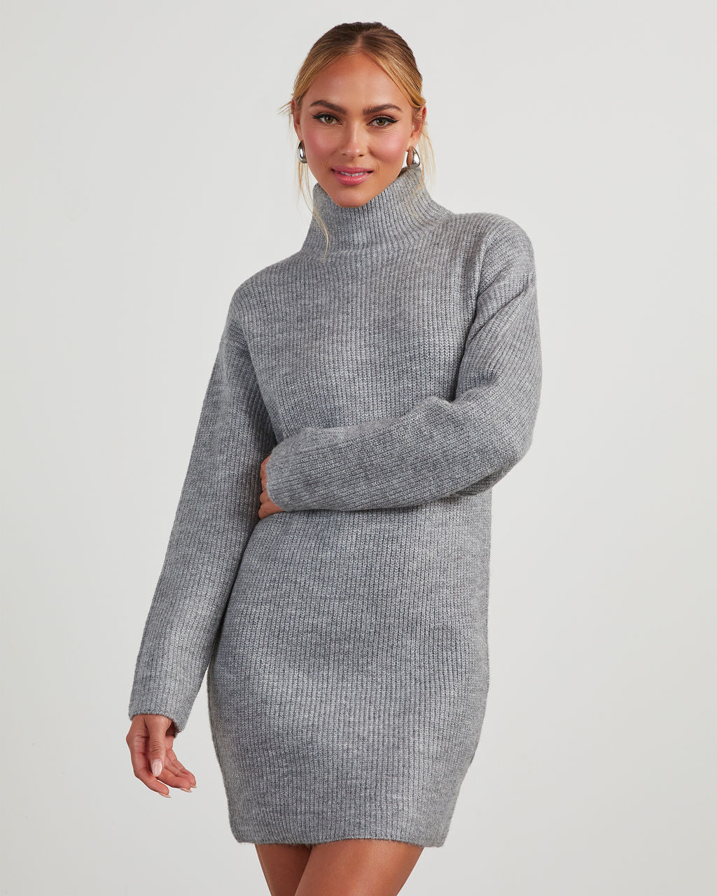 Uptown Girl Mock Neck Sweater Dress - Image 19