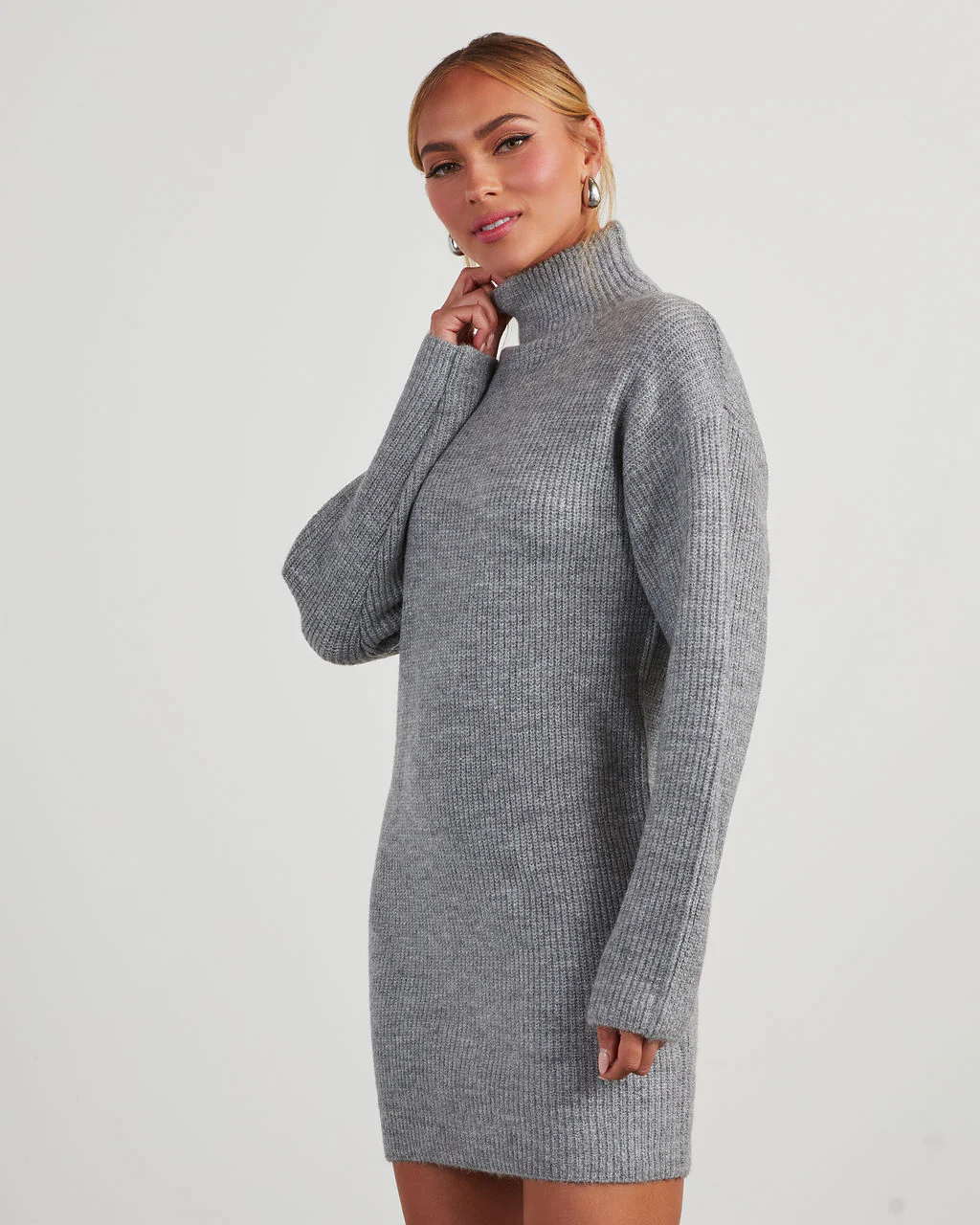 Uptown Girl Mock Neck Sweater Dress - Image 22
