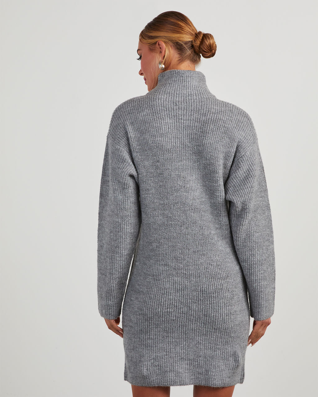 Uptown Girl Mock Neck Sweater Dress - Image 23
