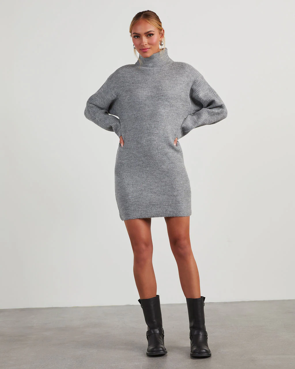 Uptown Girl Mock Neck Sweater Dress - Image 24