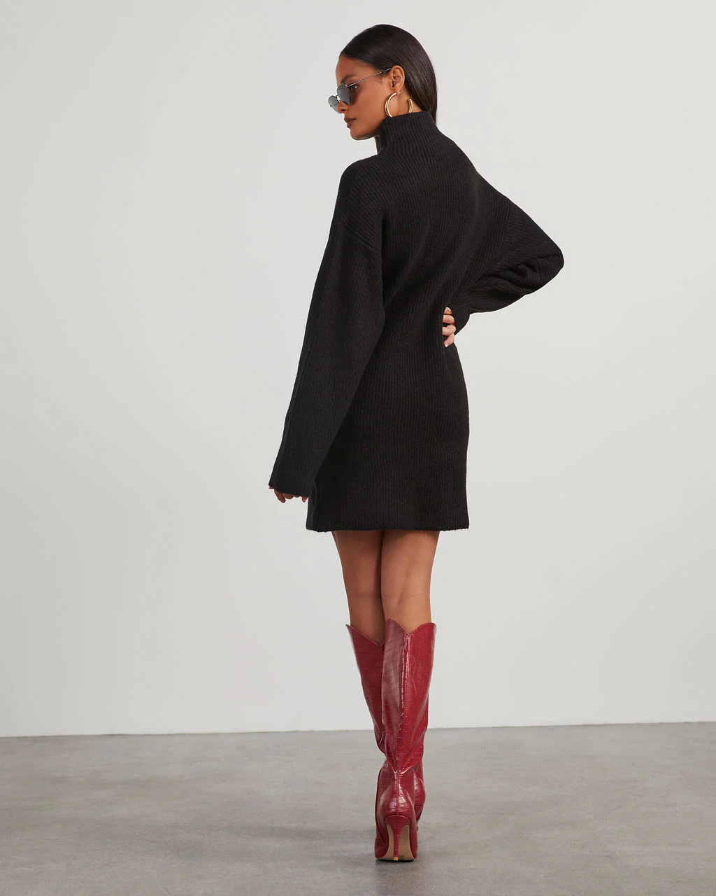 Uptown Girl Mock Neck Sweater Dress - Image 29