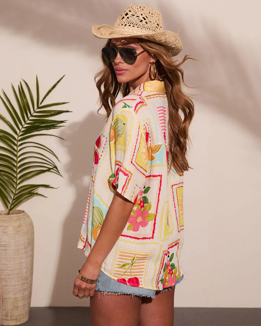 Vacay Breeze Tropical Print Button Down Top - Image 4