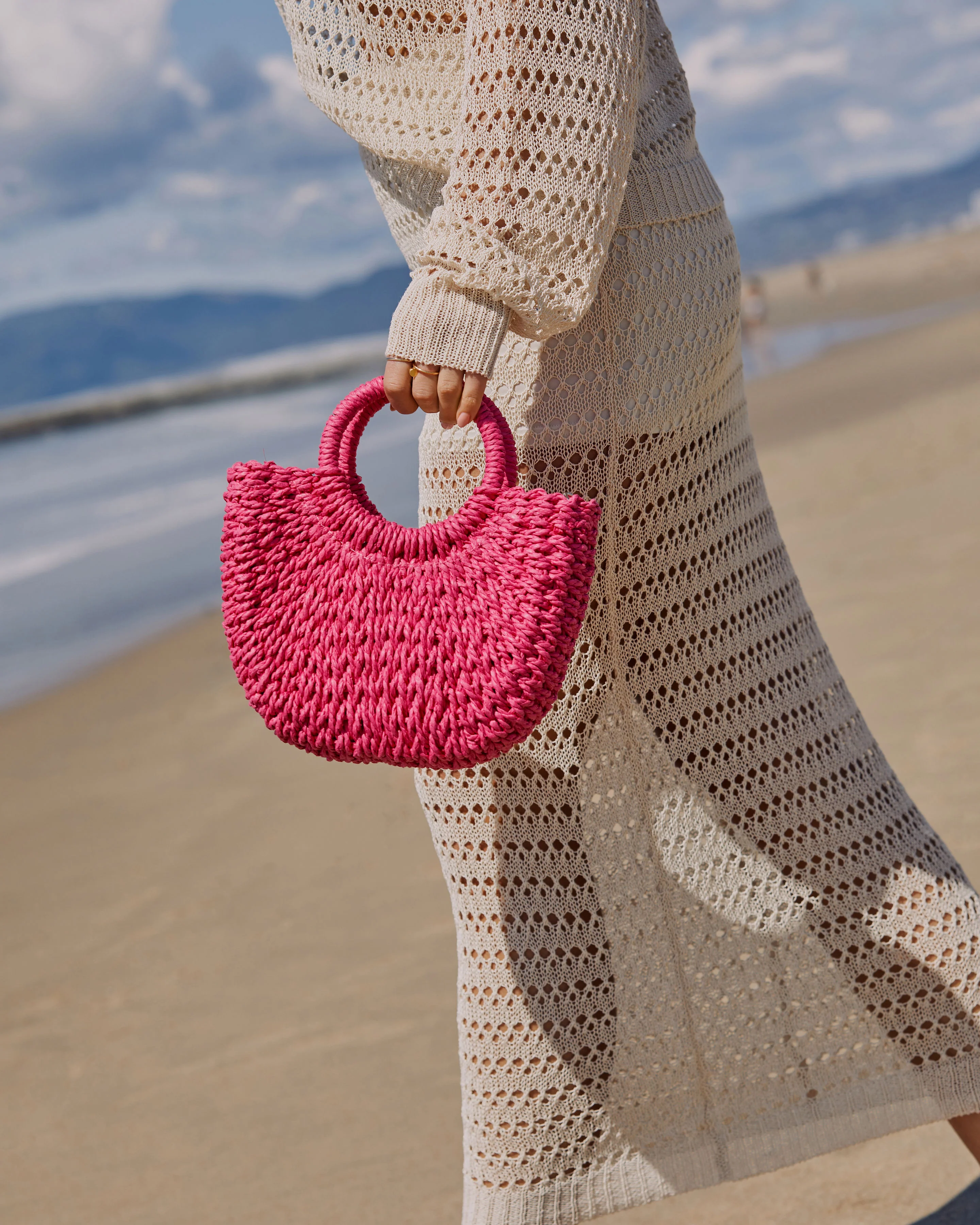 Valencia Small Rounded Straw Tote
