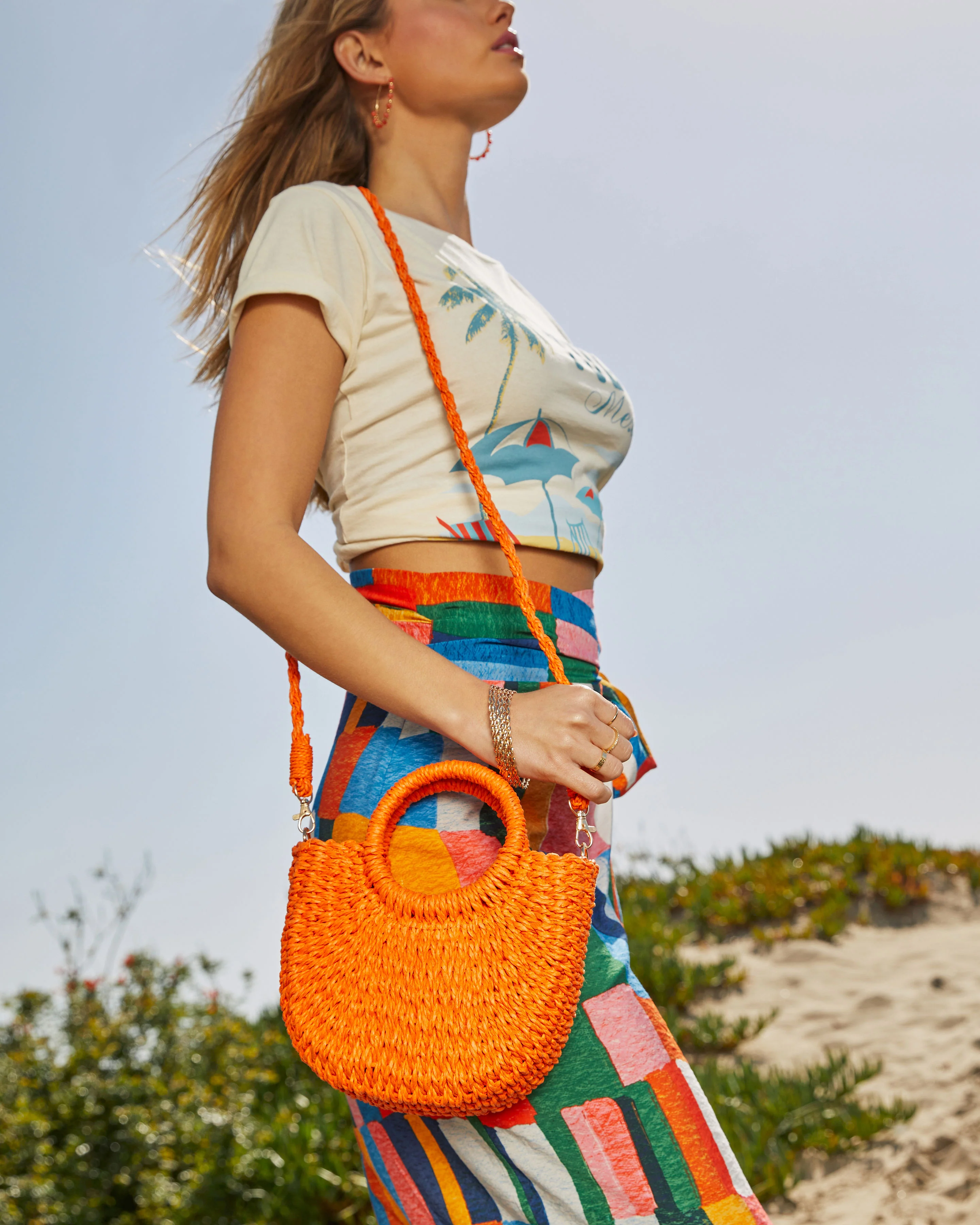 Valencia Small Rounded Straw Tote - Image 13