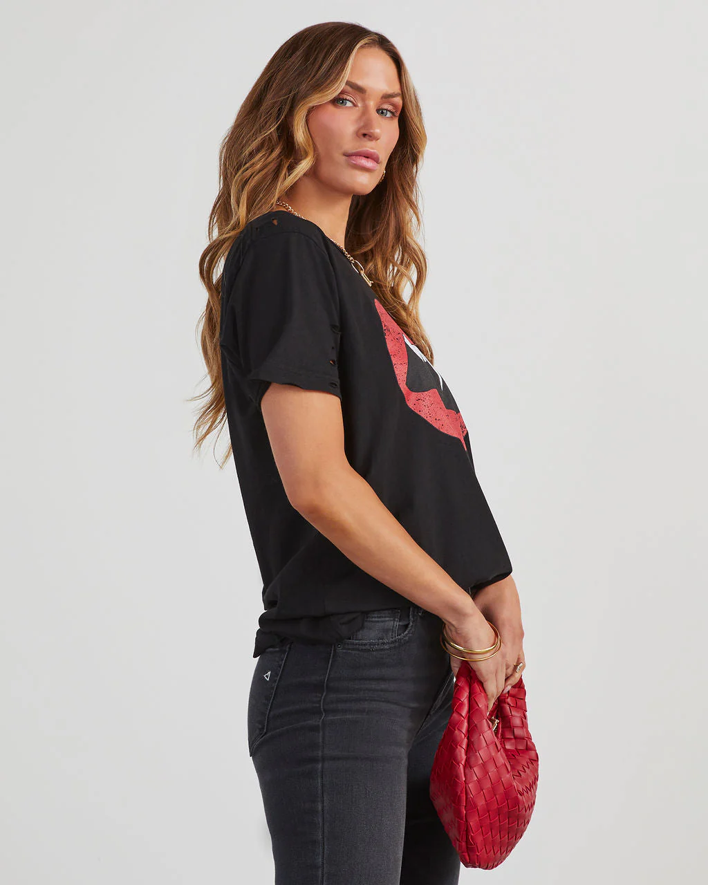 Vampire Lips Distressed Cotton Tee - Image 4