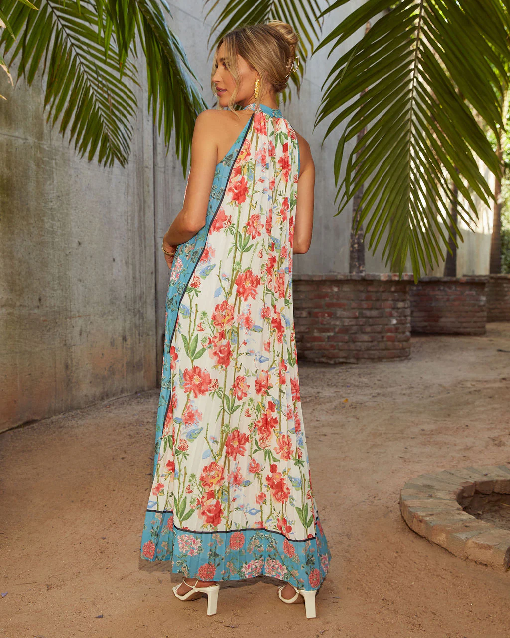 Vaughn Floral Pleated Halter Maxi Dress - Image 10