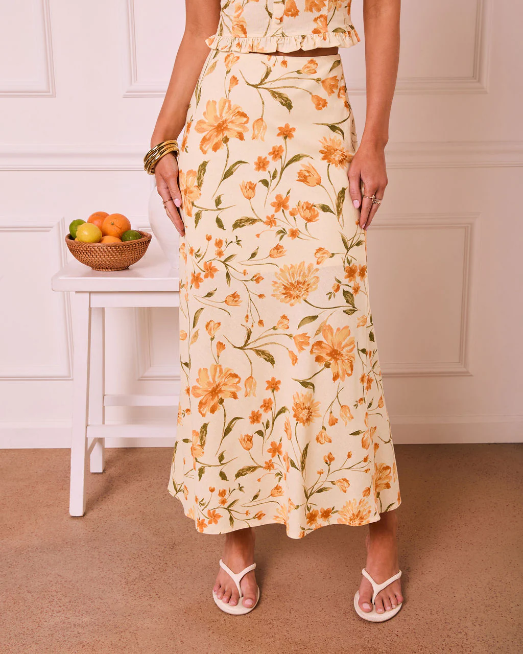 Veloura Floral Linen Maxi Skirt - Image 2