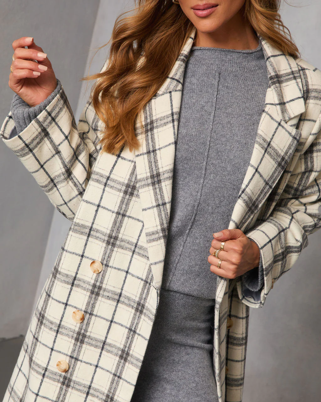 Verone Plaid Print Trench Coat - Image 2