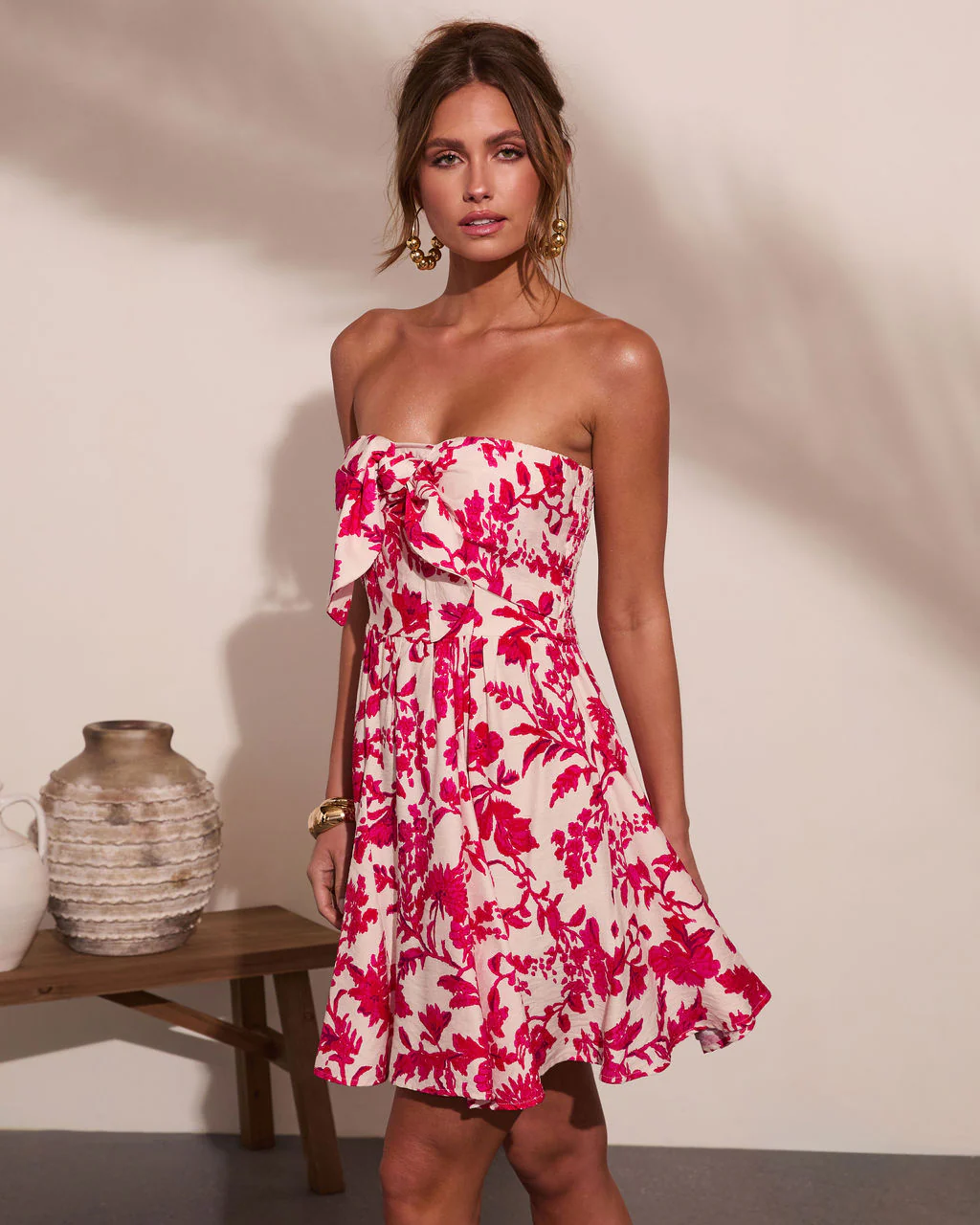 Veyra Strapless Tropical Print Mini Dress - Image 3
