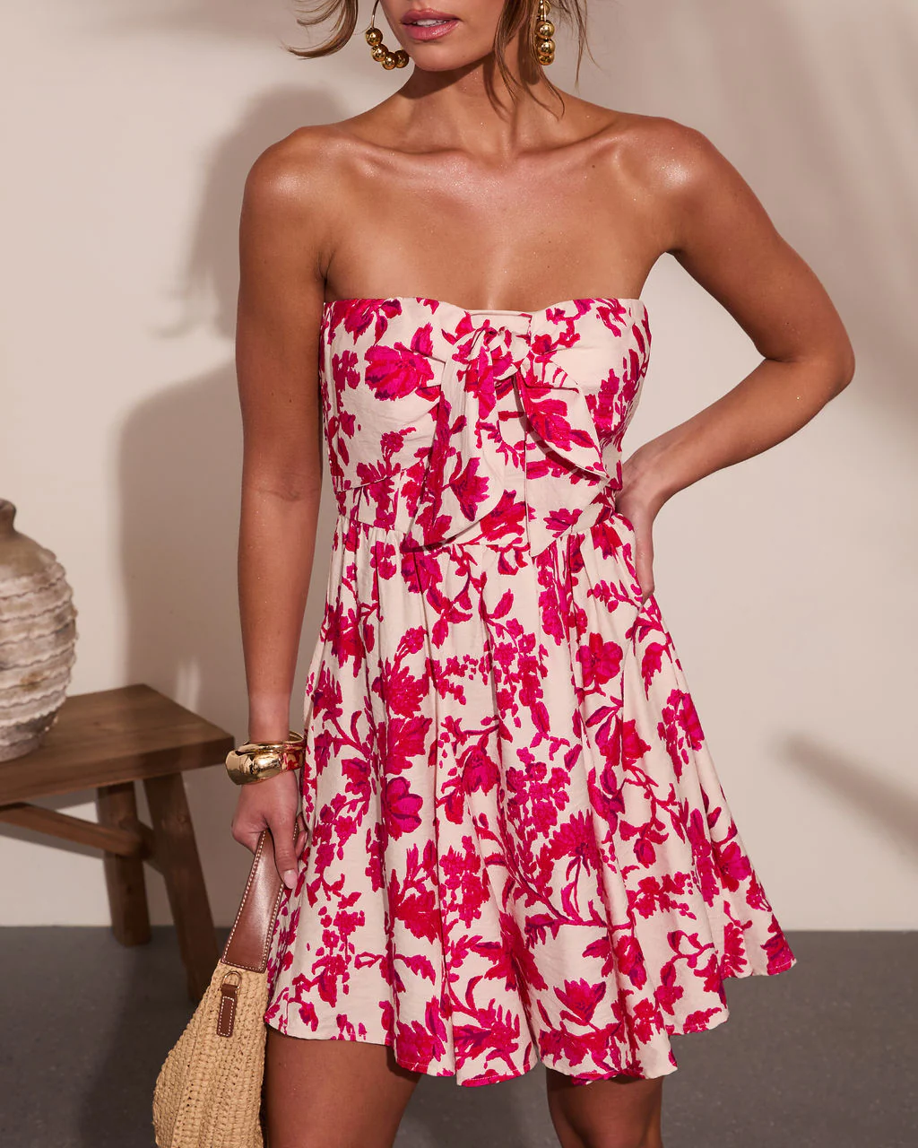 Veyra Strapless Tropical Print Mini Dress - Image 5