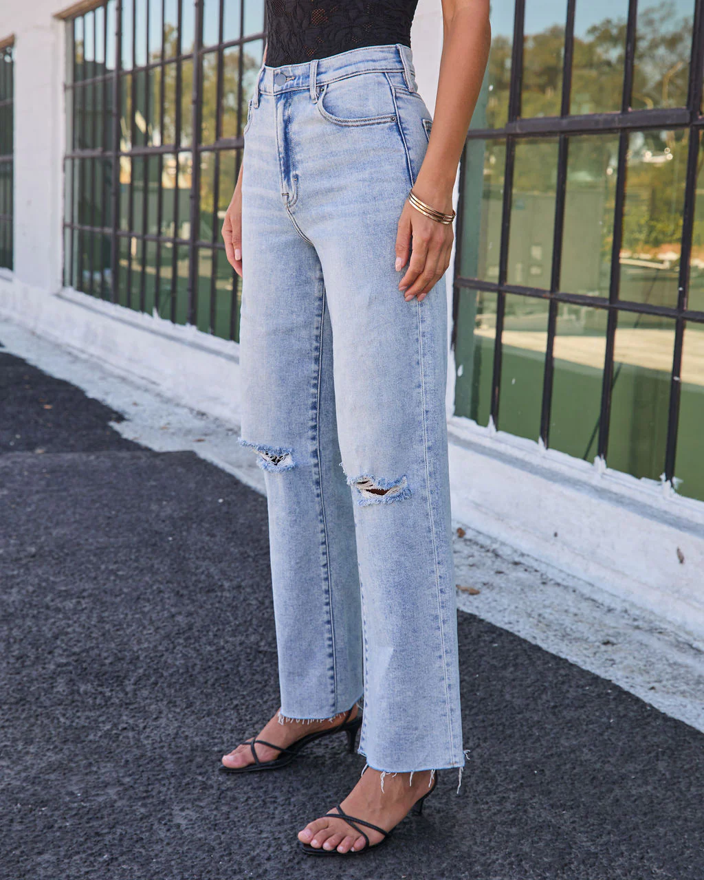 VICI Icon Distressed Super Stretch High Rise Straight Jeans - Image 3