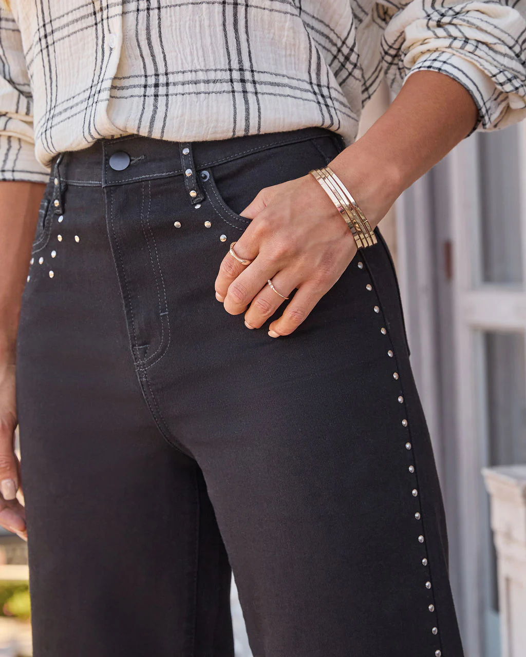 VICI Icon Studded Super Stretch High Rise Straight Leg Jeans - Image 6