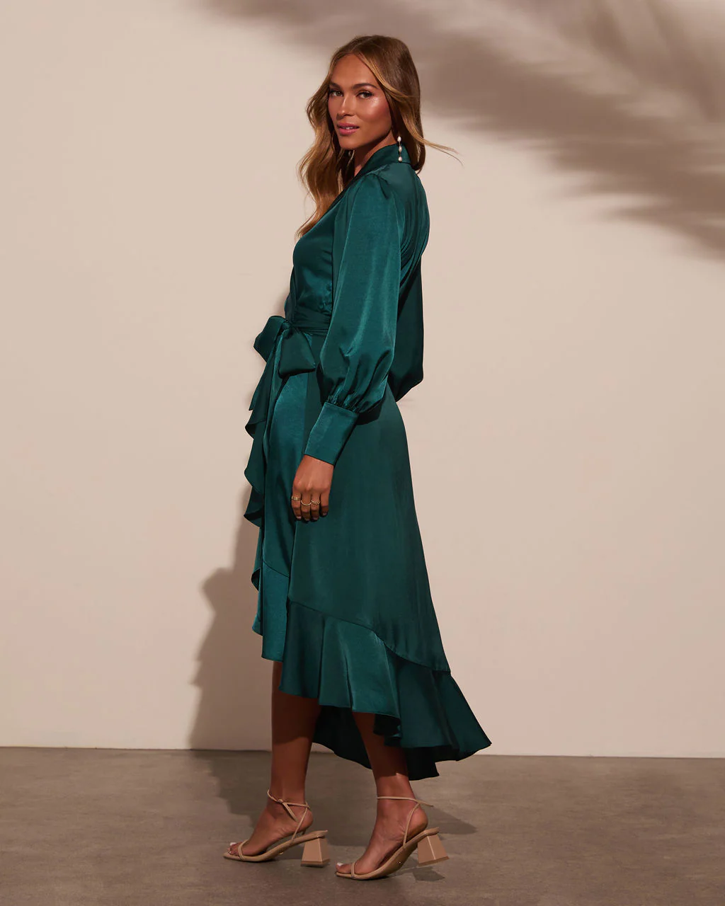 Vilma Satin Wrap Midi Dress - Image 4