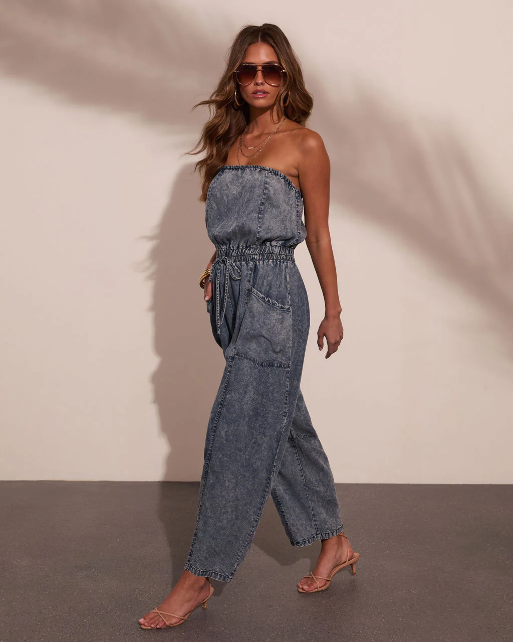Vintage Outlaw Strapless Chambray Jumpsuit - Image 3