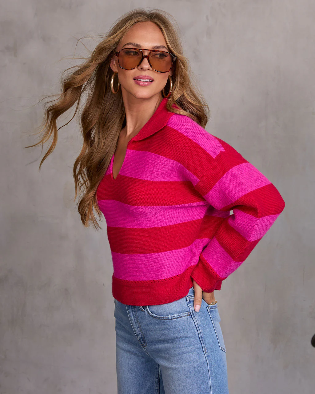 Violette Striped Collared Sweater - Image 3