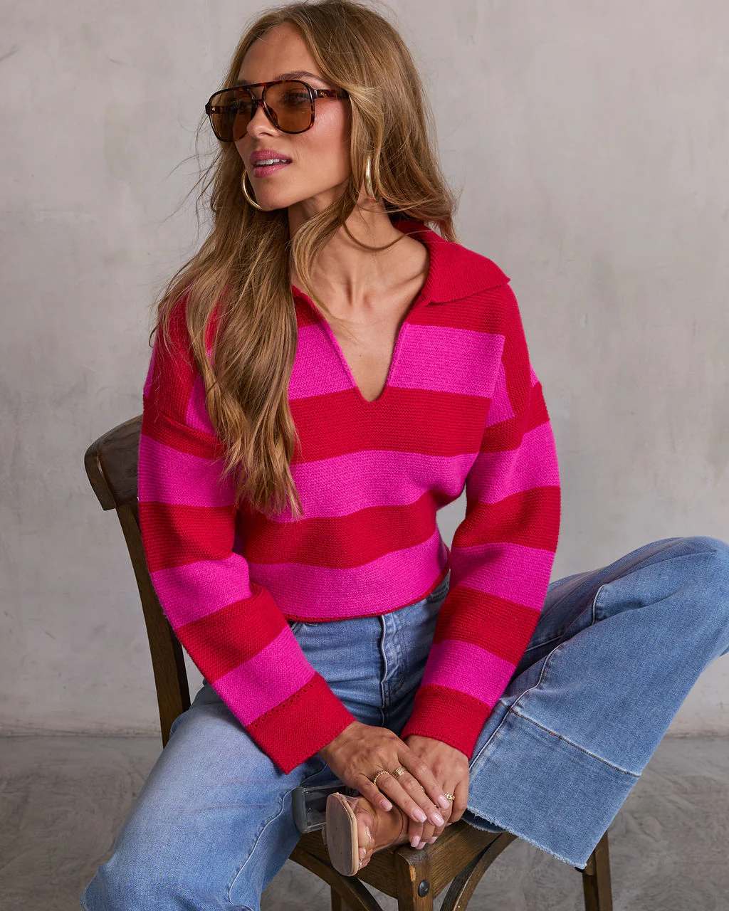 Violette Striped Collared Sweater - Image 6