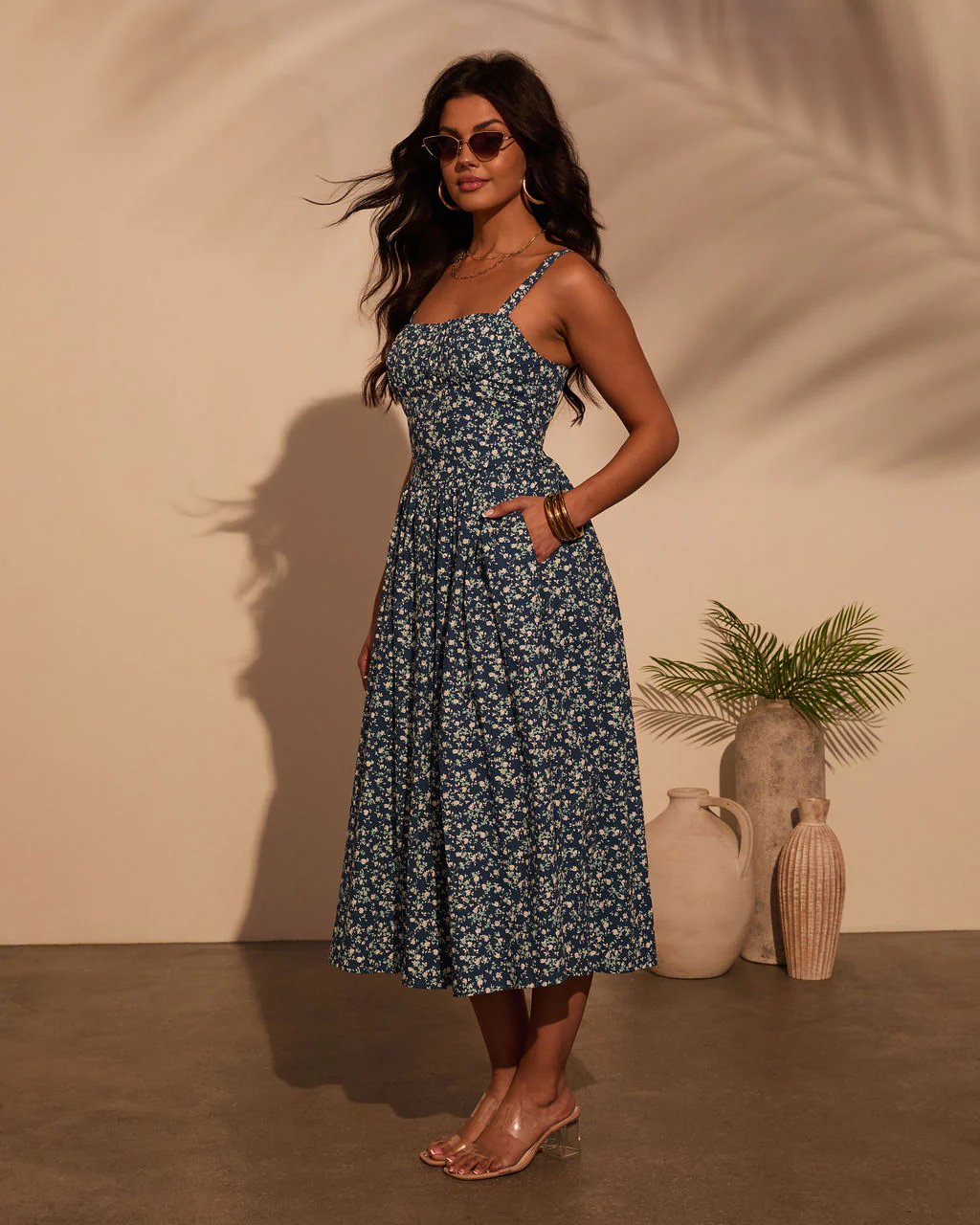 Vivvie Floral A Line Midi Dress - Image 3