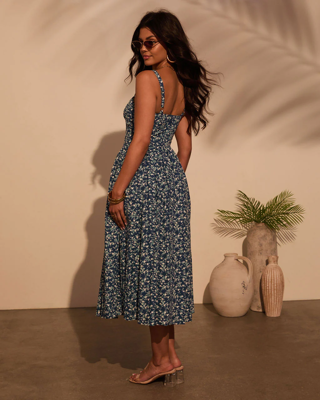 Vivvie Floral A Line Midi Dress - Image 4
