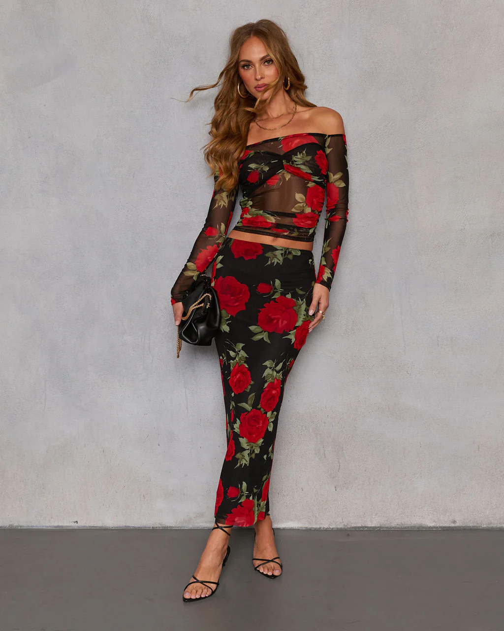 Warm Bloom Floral Mesh Maxi Skirt - Image 5