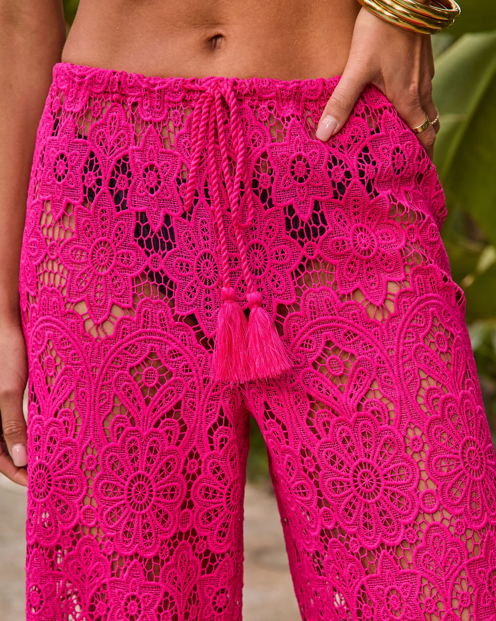 Warm Horizon Floral Crochet Drawstring Cover Up Pants - Image 6