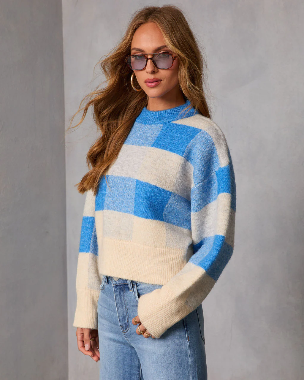 Warm Mood Knit Plaid Sweater - Image 3