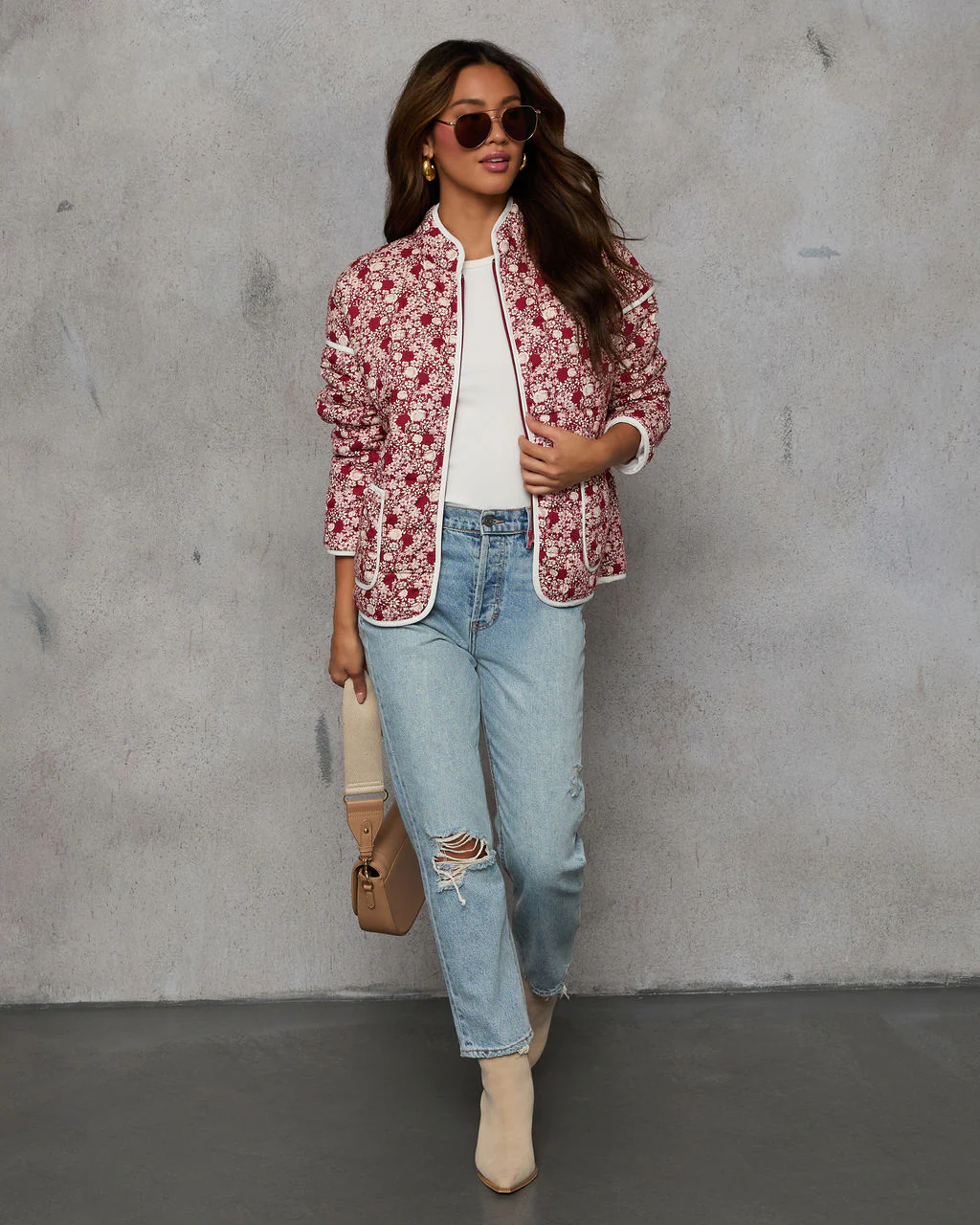 Warm Rose Quilted Zip Up Jacket - Image 2