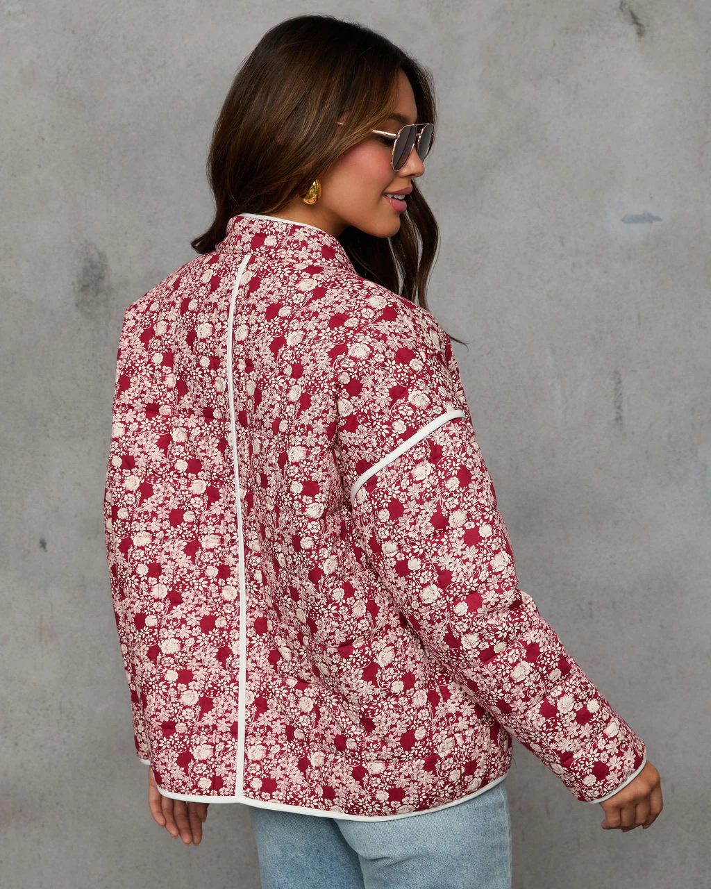 Warm Rose Quilted Zip Up Jacket - Image 4