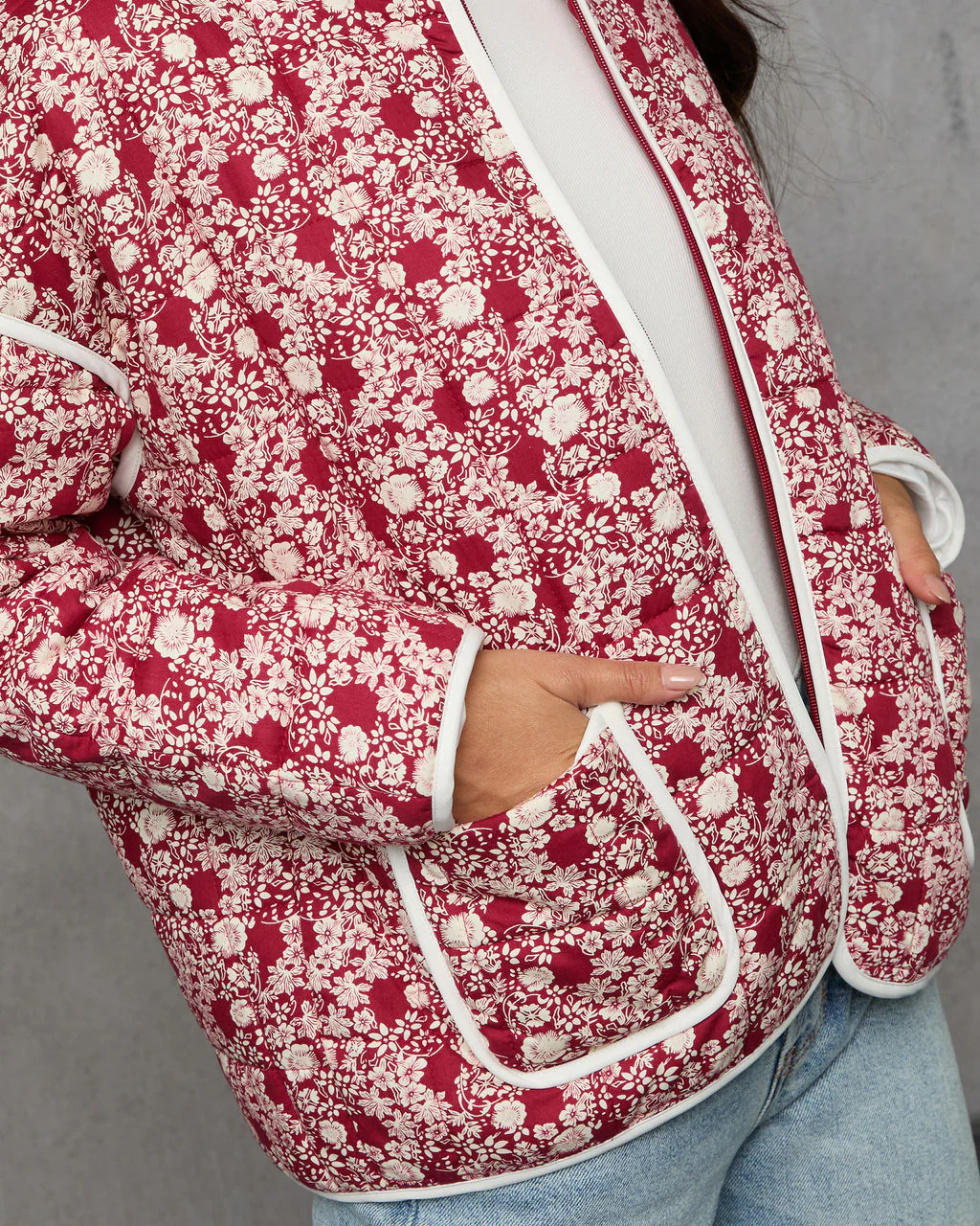 Warm Rose Quilted Zip Up Jacket - Image 5