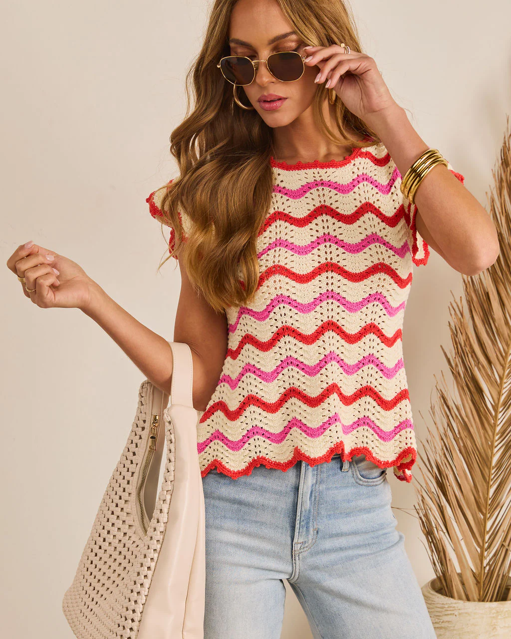 Warm Sand Wavy Knit Top - Image 6