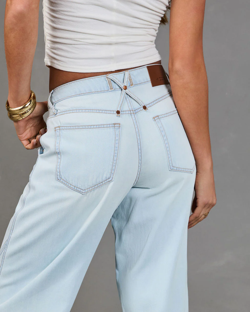 Washed Light Rigid Mid Rise Barrel Leg Jeans - Image 6