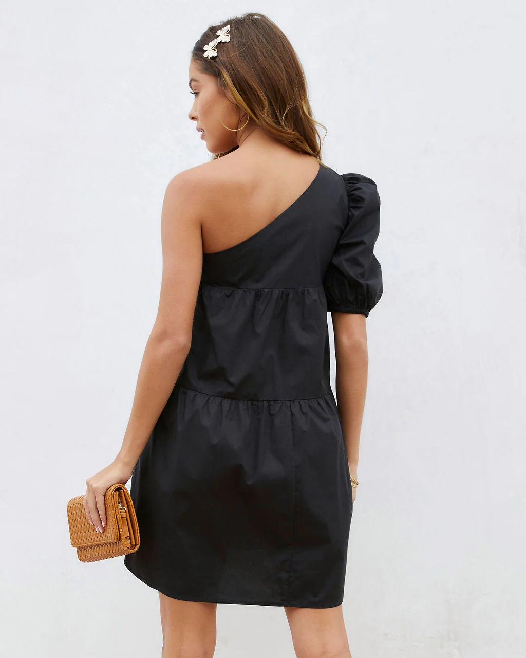 Washington Cotton One Shoulder Pocketed Mini Dress - Image 2
