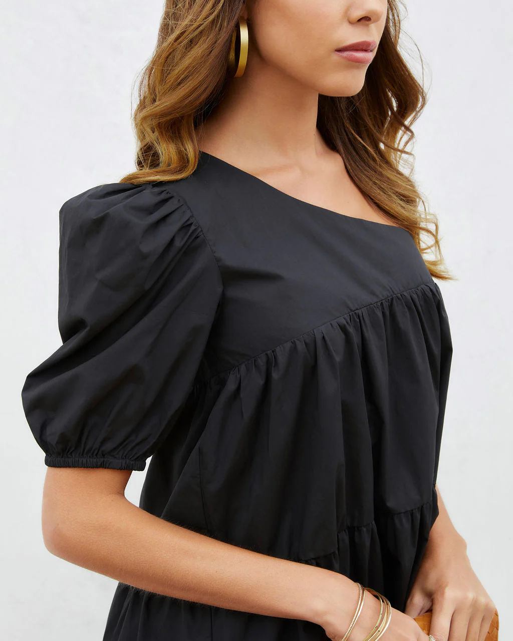 Washington Cotton One Shoulder Pocketed Mini Dress - Image 3