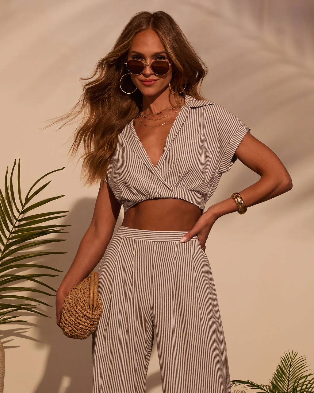 Weekend Trip Pinstripe Crop Top - Image 5