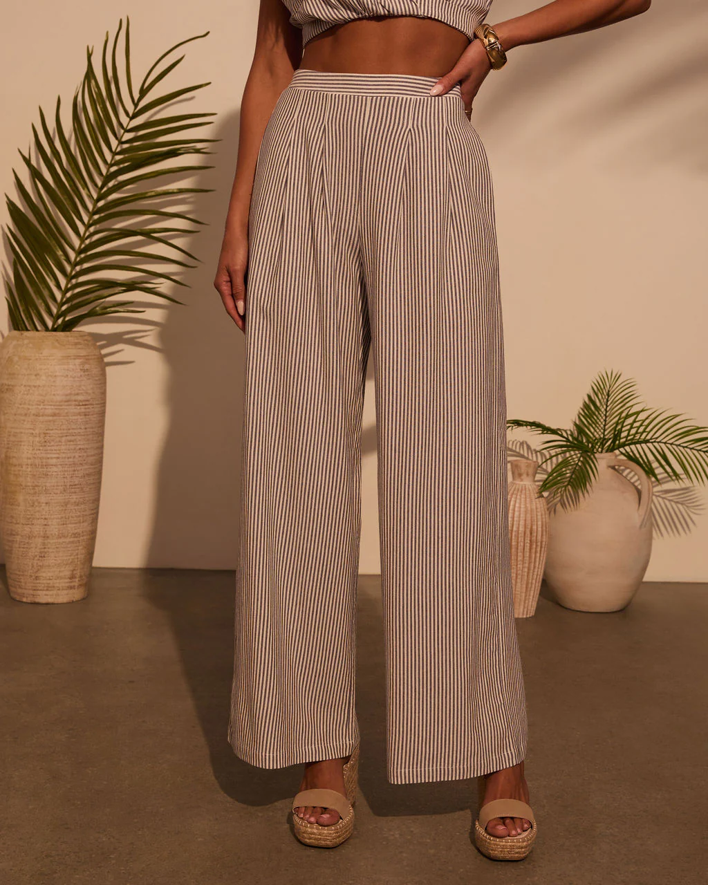 Weekend Trip Pinstripe Wide Leg Pants - Image 2