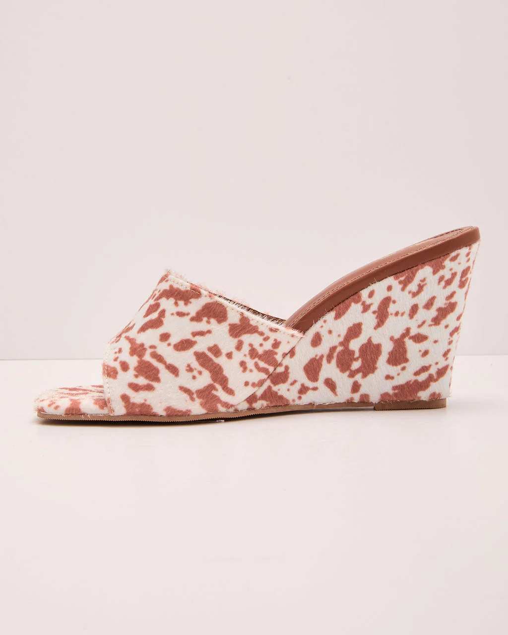 Western Hide Cow Print Wedge Mules - Image 3
