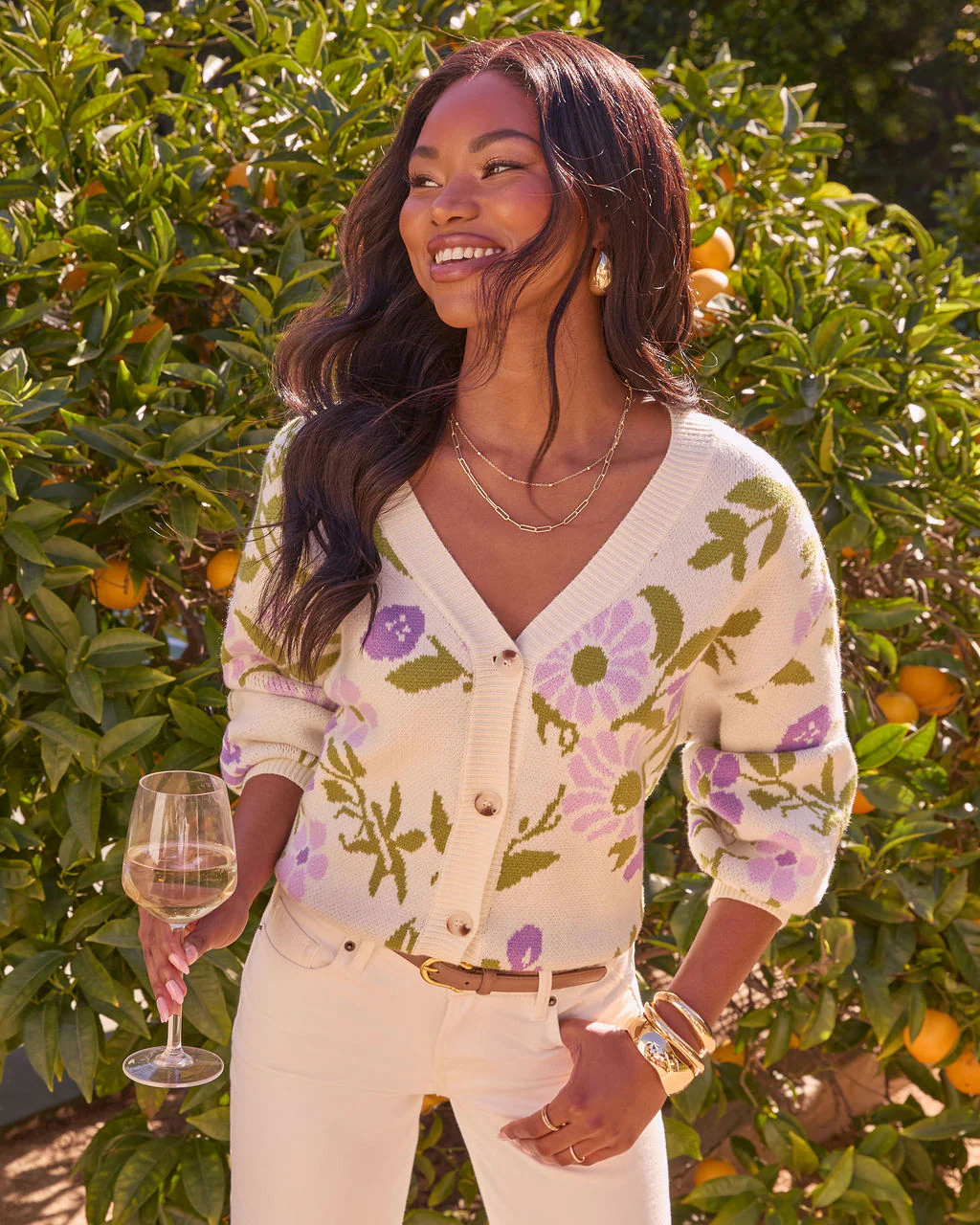 Whispering Blossoms Floral Knit Cardigan