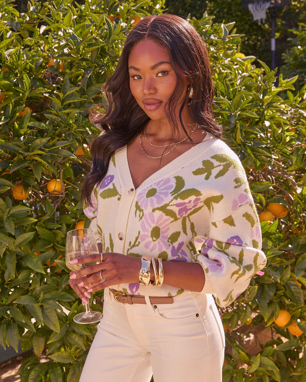 Whispering Blossoms Floral Knit Cardigan - Image 3