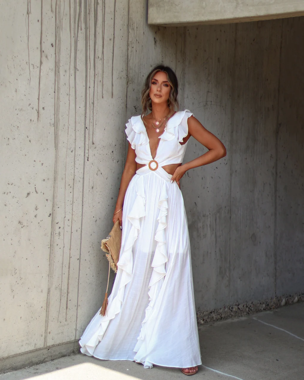 Soleil Cutout Ruffle Maxi Dress - Image 31
