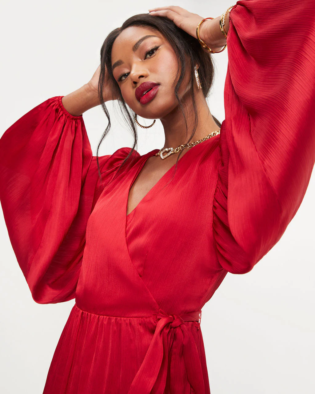 Whitney Satin Wrap Ruffle Mini Dress - Image 2